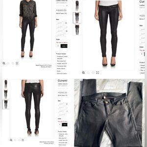 CURRENT/ ELLIOTT BLACK LAMB LEATHER SKINNY LEG PANTS AS SEEN ON CELEBS